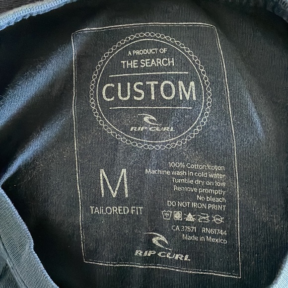 Retro Rip Curl Long Sleeve Men's Navy Cotton Tee - Picture 5 of 6